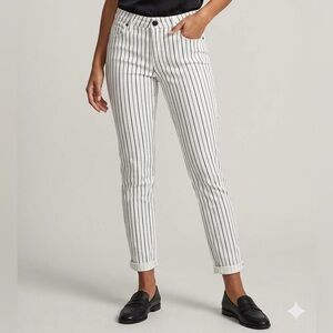 Chico's White Jeans with Black Pinstripes — Ankle Crop